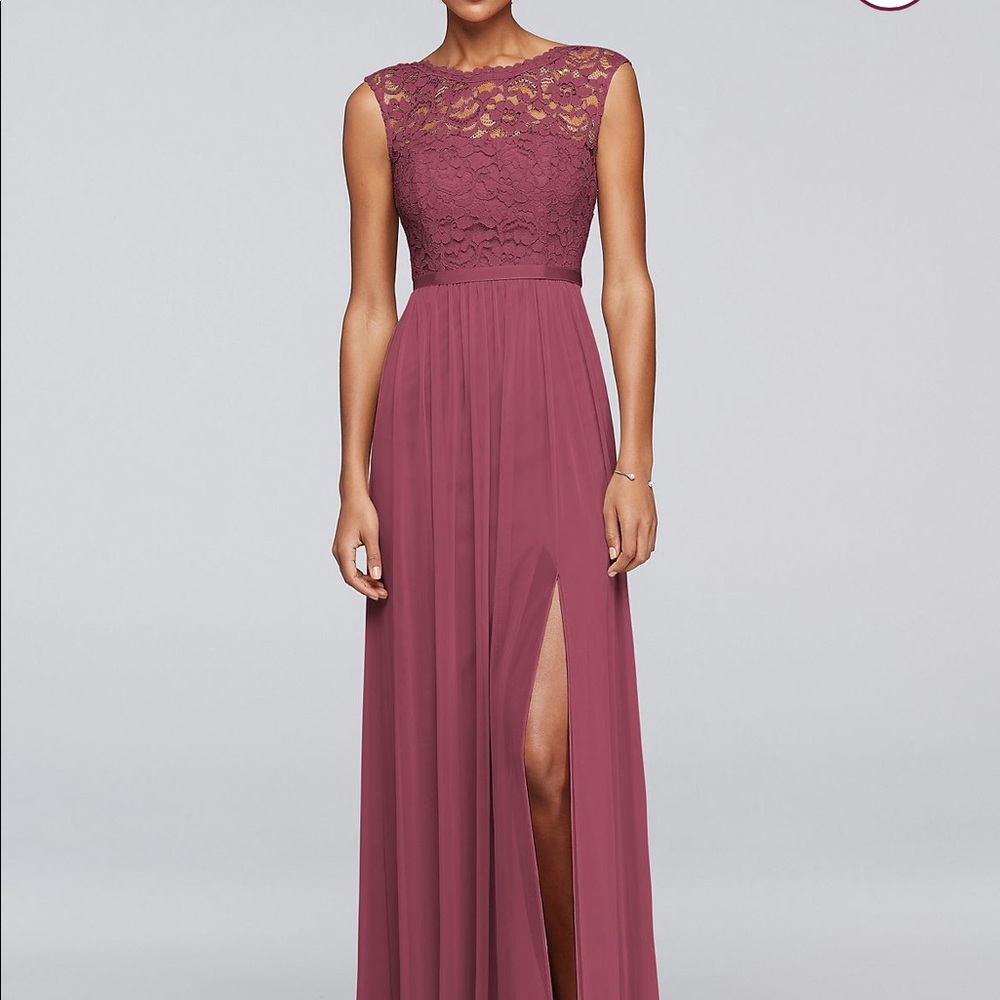 Long Bridesmaid Dress with Lace Bodice Chianti, size 8